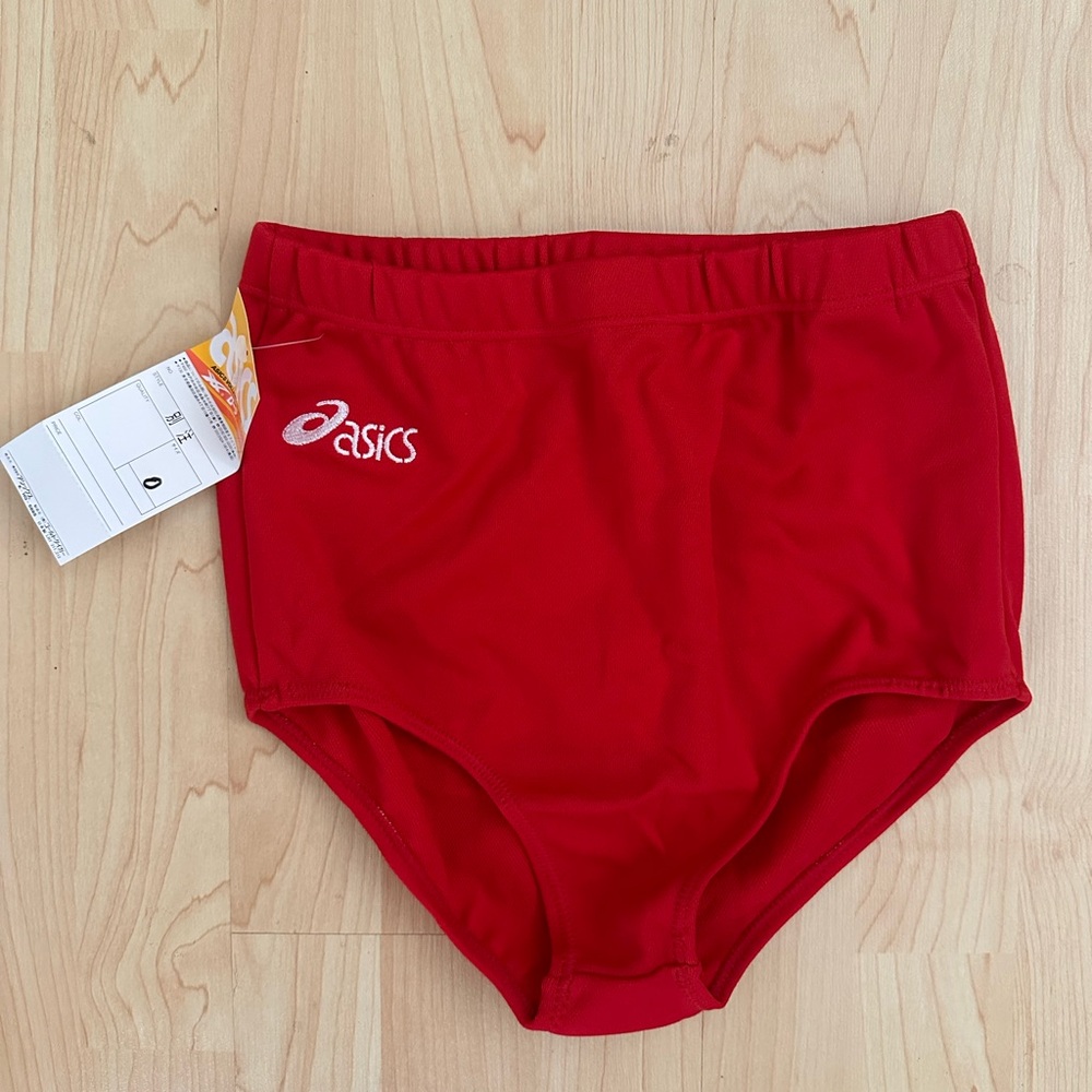 XS vintage red ASICS high waisted athletic shorts NWT